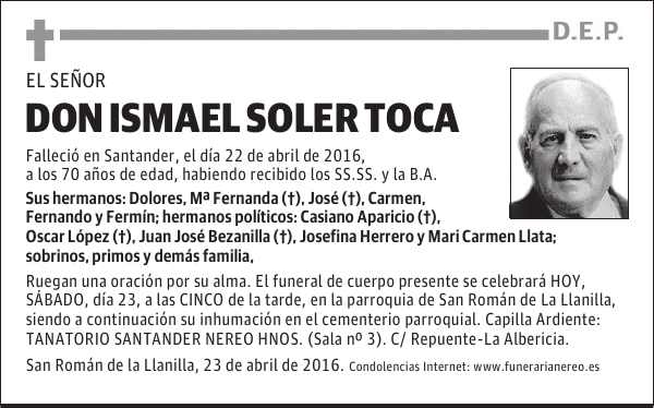 DON ISMAEL SOLER TOCA