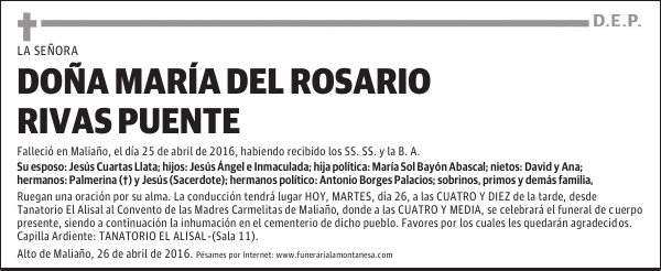Doña María del Rosario Rivas Puente