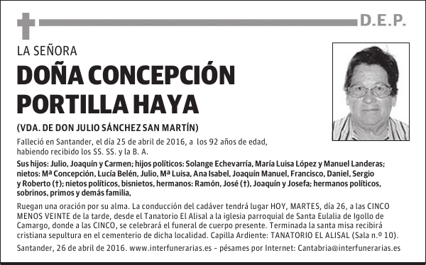 Dª. CONCEPCION PORTILLA HAYA