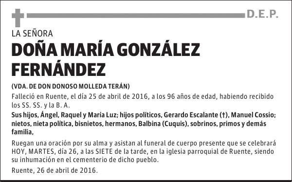 MARIA GONZALEZ FERNANDEZ
