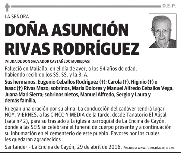 DOÑA ASUNCIÓN RIVAS RODRÍGUEZ