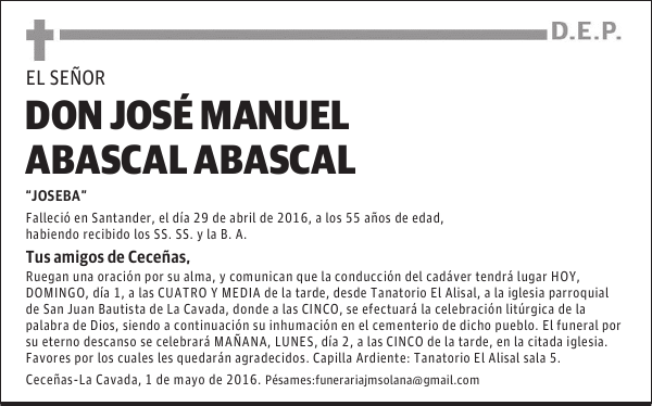 DON JOSÉ MANUEL ABASCAL ABASCAL