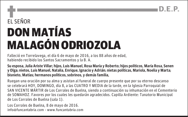 DON MATÍAS MALAGÓN ODRIOZOLA