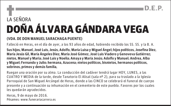 DOÑA ÁLVARA GÁNDARA VEGA