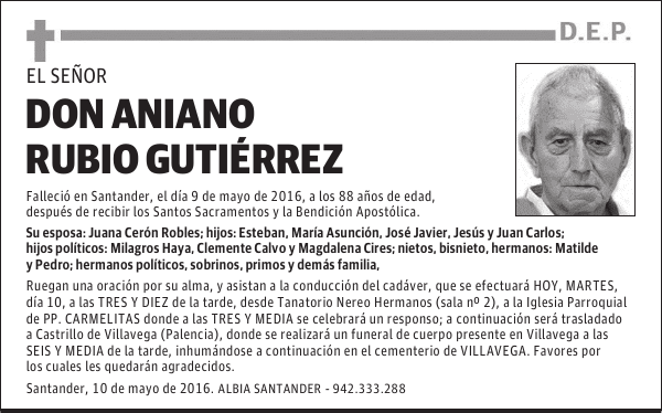 DON ANIANO RUBIO GUTIÉRREZ