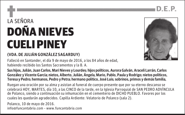 DOÑA NIEVES CUELI PINEY