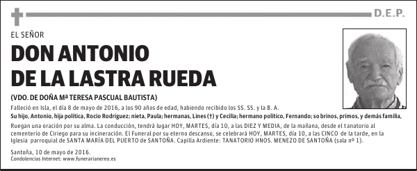 DON ANTONIO DE LA LASTRA RUEDA