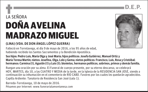 DOÑA AVELINA MADRAZO MIGUEL