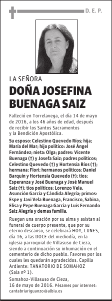 DOÑA JOSEFINA BUENAGA SAIZ