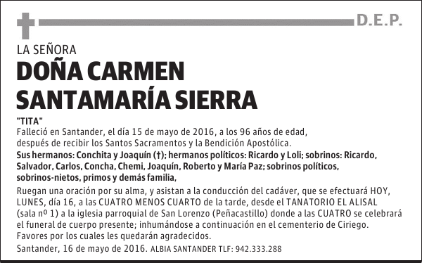 DOÑA CARMEN SANTAMARÍA SIERRA