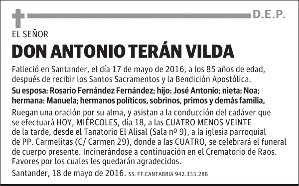 DON ANTONIO TERAN VILDA