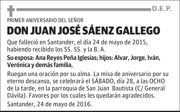 DON JUAN JOSÉ SÁENZ GALLEGO