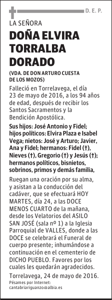 DOÑA ELVIRA TORRALBA DORADO