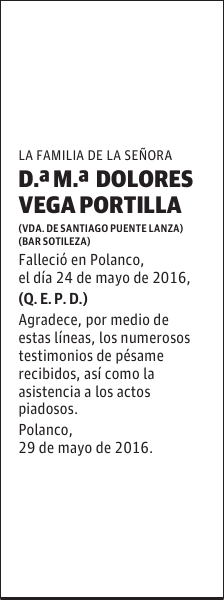 Doña Ma Dolores Vega Portilla