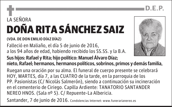 DOÑA RITA SANCHEZ SAIZ
