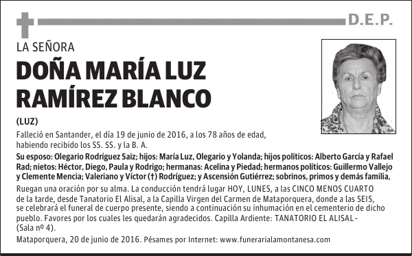 Doña María Luz Ramírez Blanco