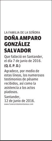 DOÑA AMPARO GONZÁLEZ SALVADOR