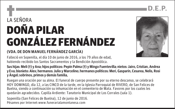 DOÑA PILAR GONZÁLEZ FERNÁNDEZ