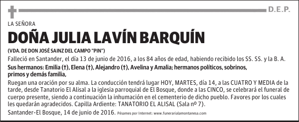 Doña Julia Lavín Barquín