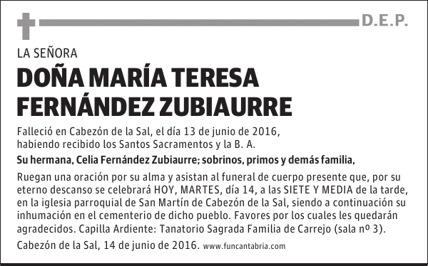 Doña Mª Teresa Fernández Zubiaurre