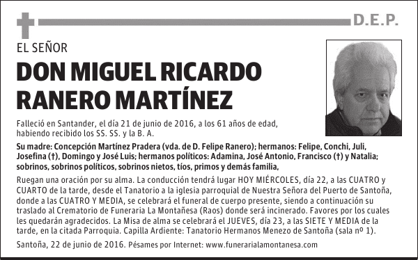 DON MIGUEL RICARDO RANERO MARTÍNEZ
