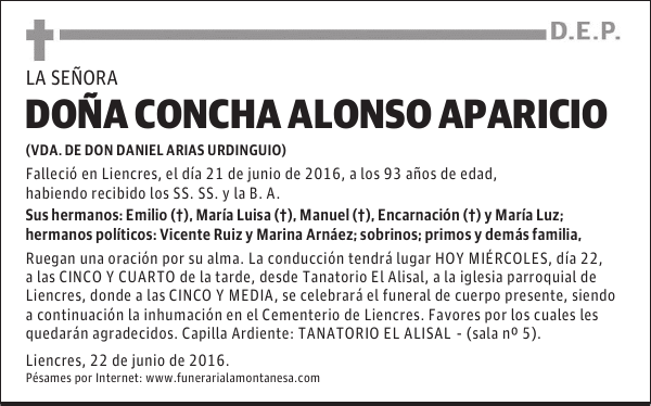 DOÑA CONCHA ALONSO APARICIO