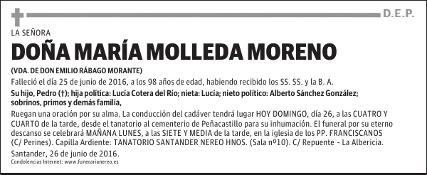 DOÑA MARÍA MOLLEDA MORENO