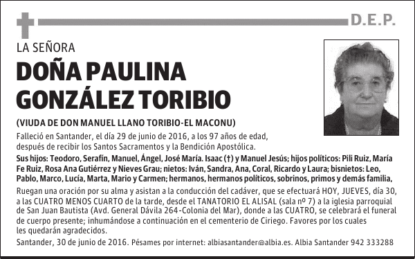DOÑA PAULINA GONZÁLEZ TORIBIO