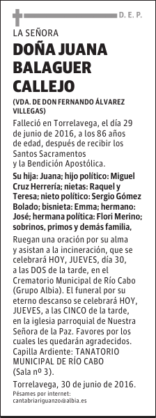 DOÑA JUANA BALAGUER CALLEJO
