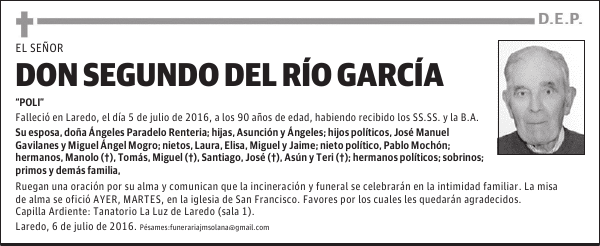 DON SEGUNDO DEL RÍO GARCÍA