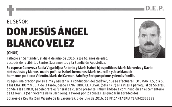 DON JESÚS ÁNGEL BLANCO VELEZ