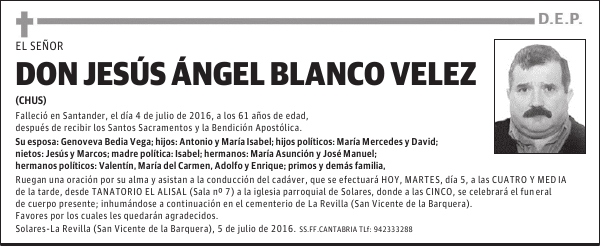 DON JESÚS ÁNGEL BLANCO VELEZ