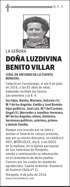 Doña Luzdivina Benito Villar