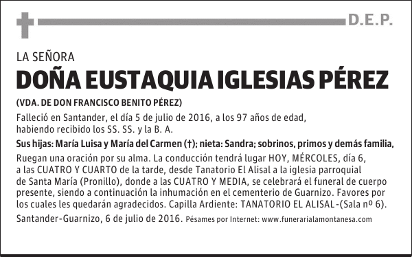 Doña Eustaquia Iglesias Pérez