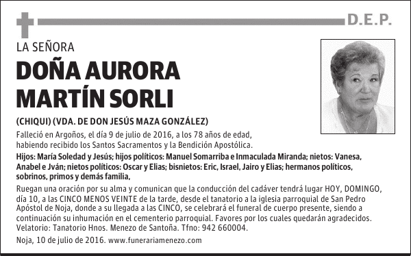 DONA AURORA MARTIN SORLI