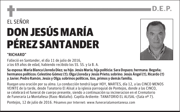 Don Jesús María Pérez Santander