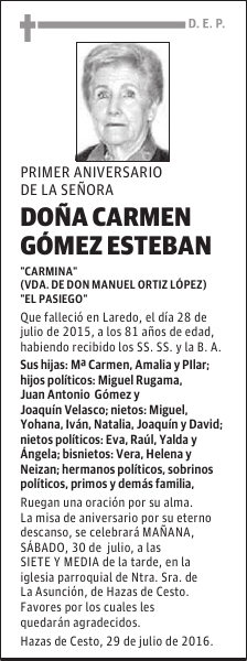 DOÑA CARMEN GÓMEZ ESTEBAN