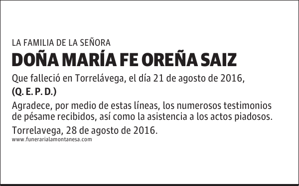 Doña María Fe Oreña Saiz