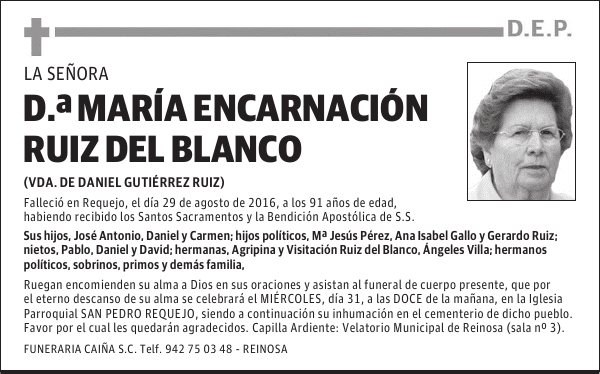 DOÑA MARÍA ENCARNACIÓN RUIZ DEL BLANCO
