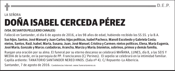 DOÑA ISABEL CERCEDA PEREZ