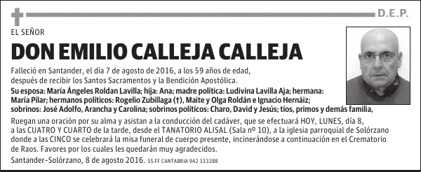 DON EMILIO CALLEJA CALLEJA