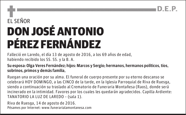DON JOSÉ ANTONIO PÉREZ FERNÁNDEZ