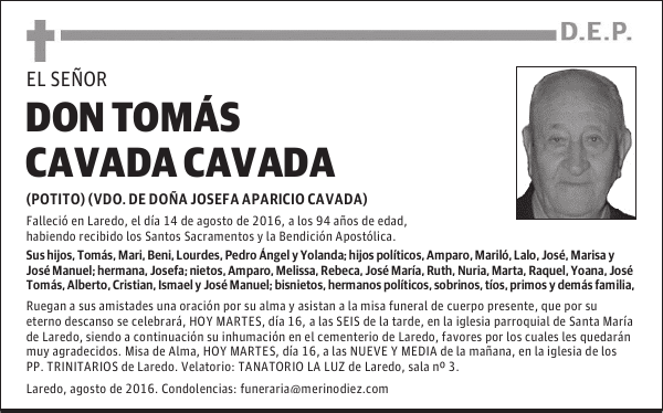 DON TOMÁS CAVADA CAVADA