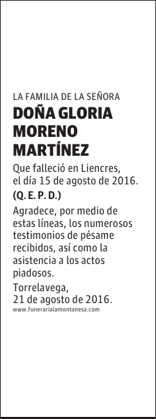 DOÑA GLORIA MORENO MARTÍNEZ
