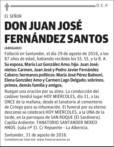 DON JUAN JOSÉ FERNÁNDEZ SANTOS
