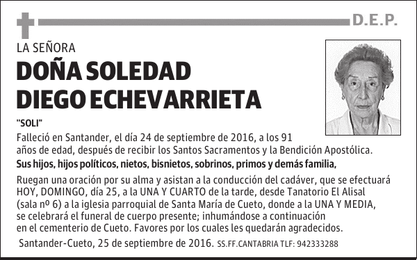 DOÑA SOLEDAD DIEGO ECHEVARRIETA