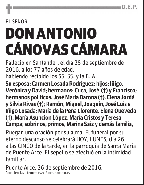DON ANTONIO CÁNOVAS CÁMARA