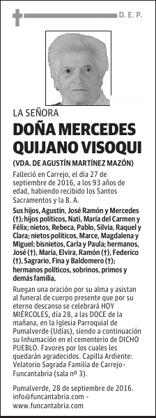 DOÑA MERCEDES QUIJANO VISOQUI