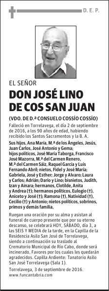 Don José Lino de Cos San Juan