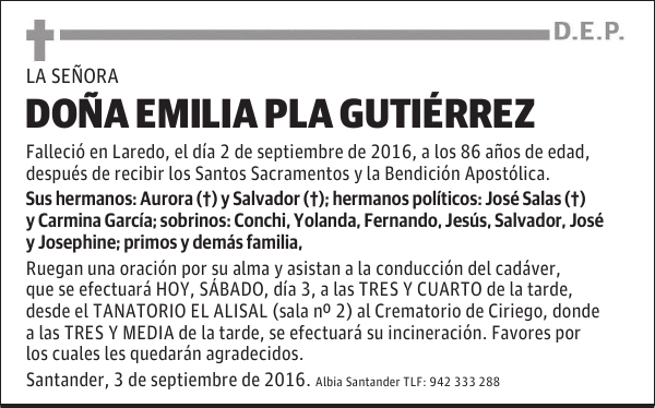 DOÑA EMILIA PLA GUTIÉRREZ